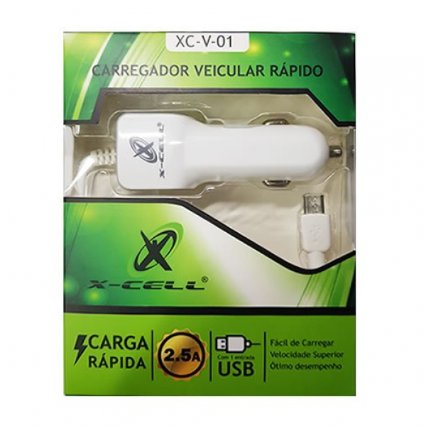 Carregador Veicular Ultra Rápido V8/USB - X-CELL