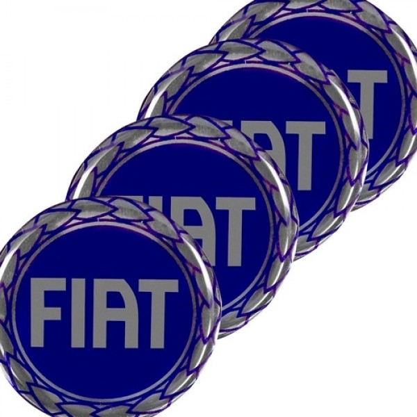 Jogo De Emblemas Para Calota Resinado Azul Fiat 48...